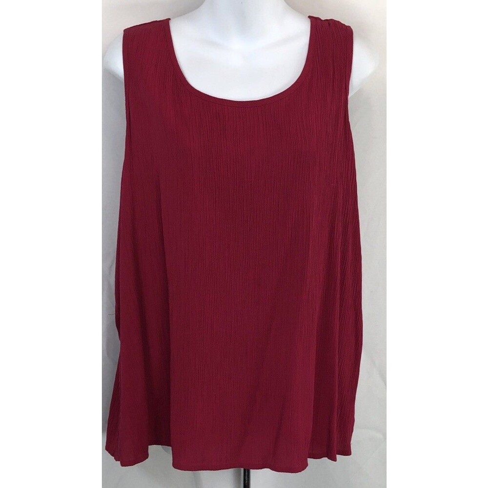 Islander sleeveless flowy crêpe tank top blouse 2X red scoopneck Capsule Career